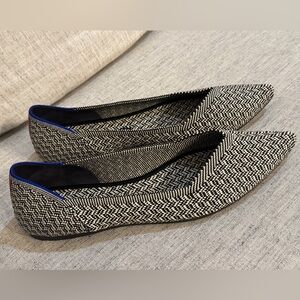 NEW Rothy's Retired The Point Herringbone flats ballet BLACK WHITE 8.5 8 1/2